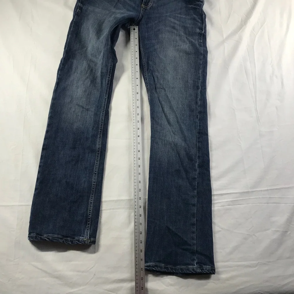 Wrangler Retro Slim Boot Men Blue Jeans 31x34 Medium Wash 10WLT7LY Stretch Denim